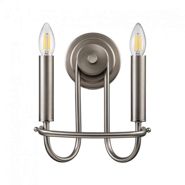 Applique da parete in acciaio in stile moderno con 2 lampadine