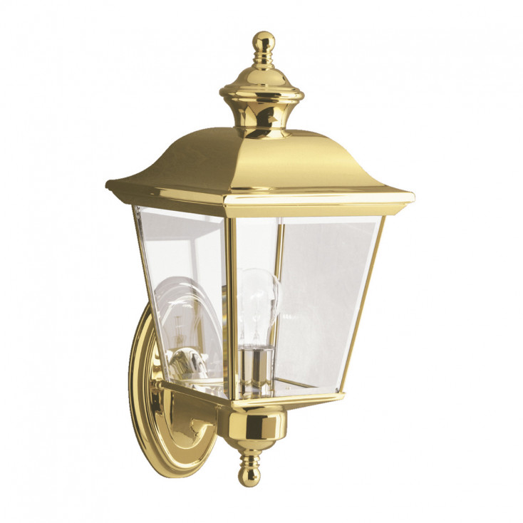 Applique in ottone massiccio media a 1 luce da esterno diffusore in vetro