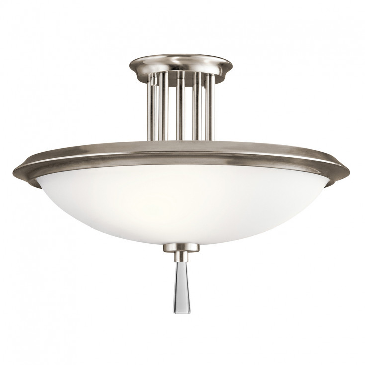 Lampada a soffitto rotonda in acciaio con diffusore in vetro dal design moderno