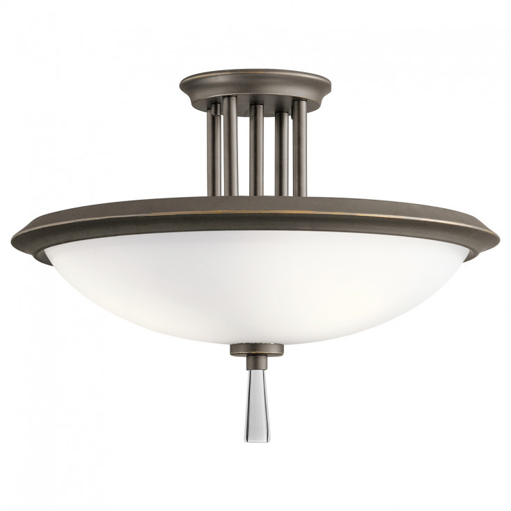 Lampada a soffitto rotonda in acciaio con diffusore in vetro dal design moderno