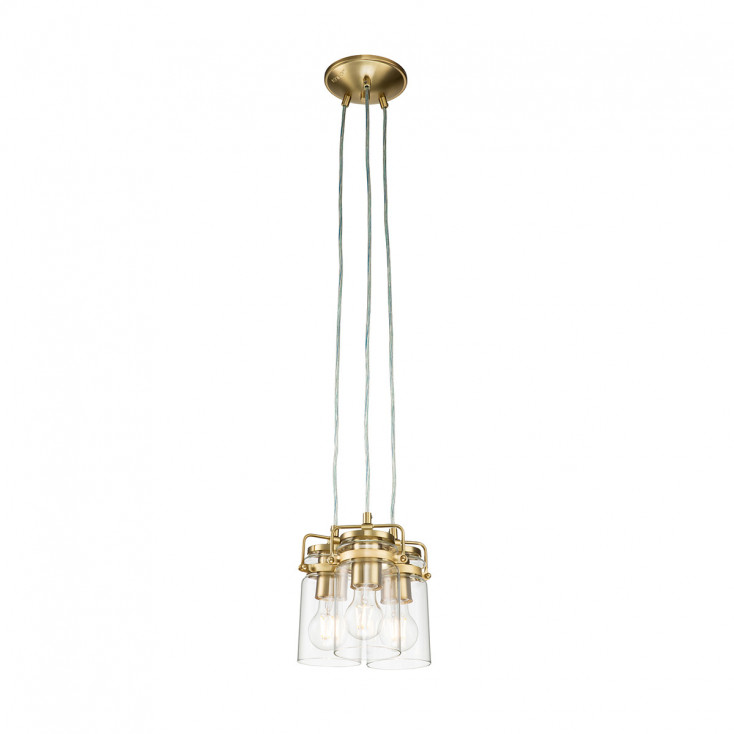 Lampada a sospensione in acciaio con 3 diffusori in vetro dal design industrial