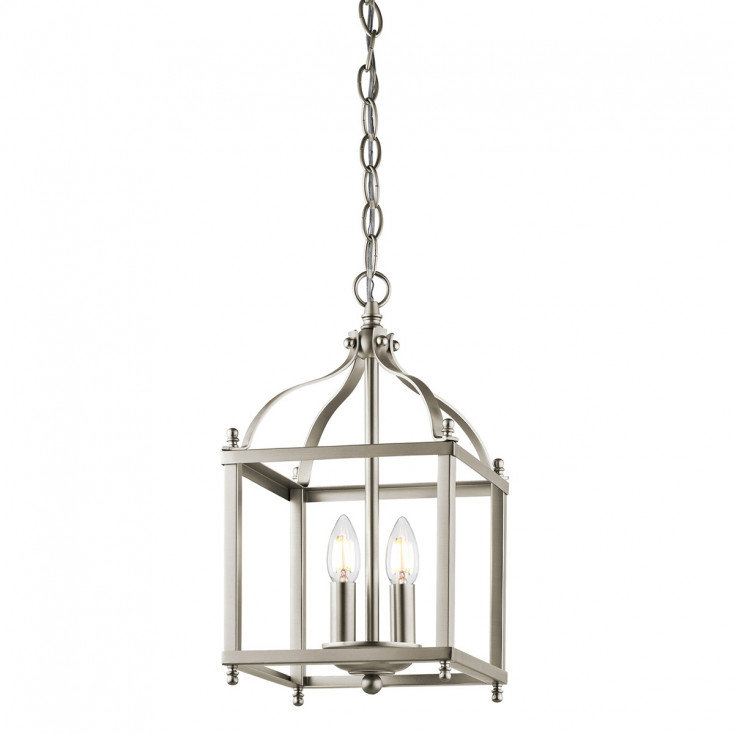 Lampadario piccolo in acciaio diffusore a 3 luci dal design rustico