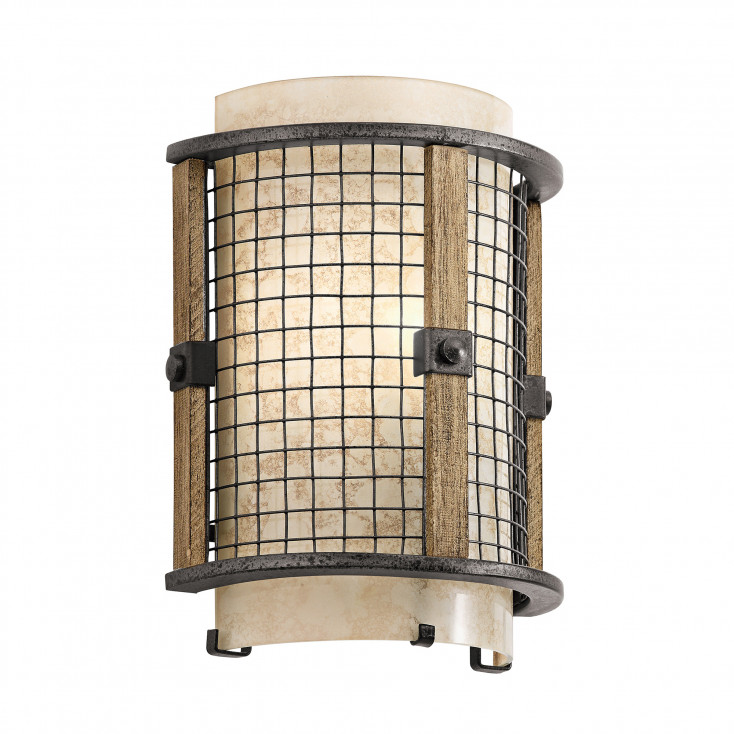 Lampada da parete con struttura in metallo design rustico e 1 diffusore in vetro