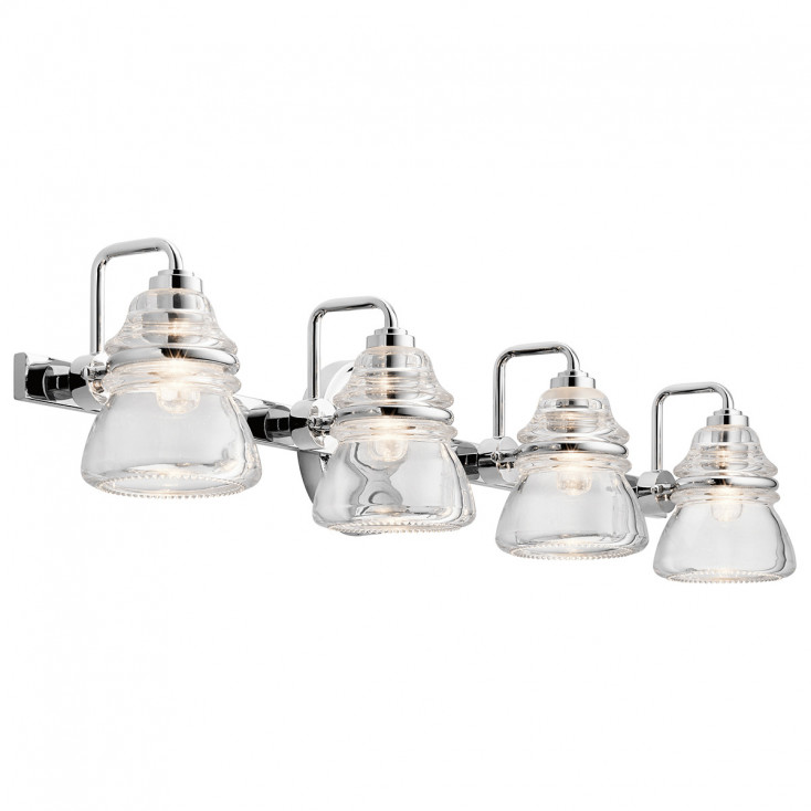 Lampada da parete in acciaio lucido moderna a 4 luci a LED G9 diffusori in vetro