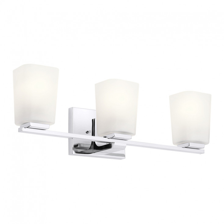 Lampada da parete in acciaio per bagno con diffusori in vetro a 3 luci a LED