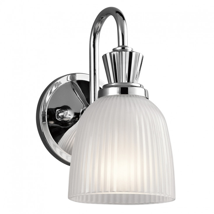 Lampada da parete per bagno struttura in acciaio e diffusore in vetro