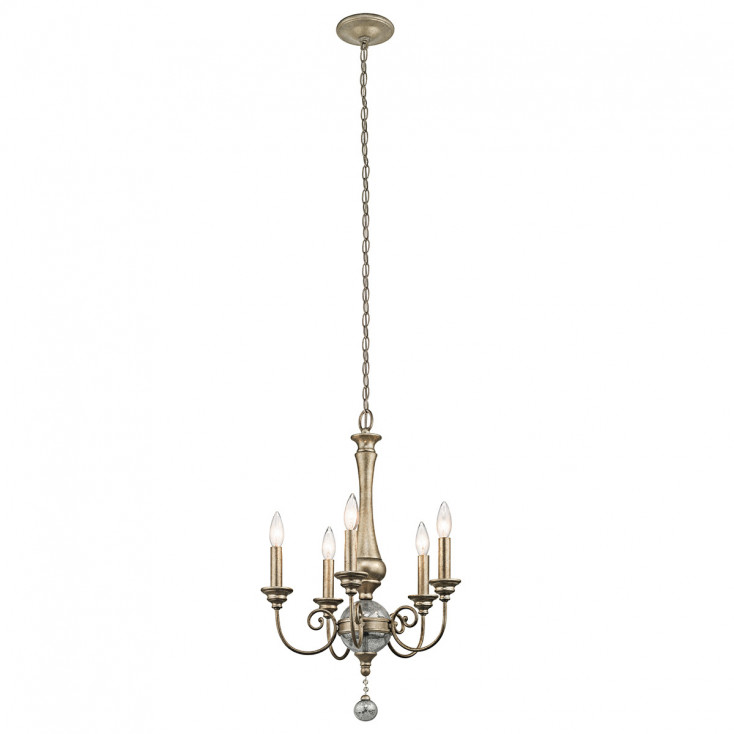Lampadario in acciaio con 5 luci mini dal design classico senza paralumi