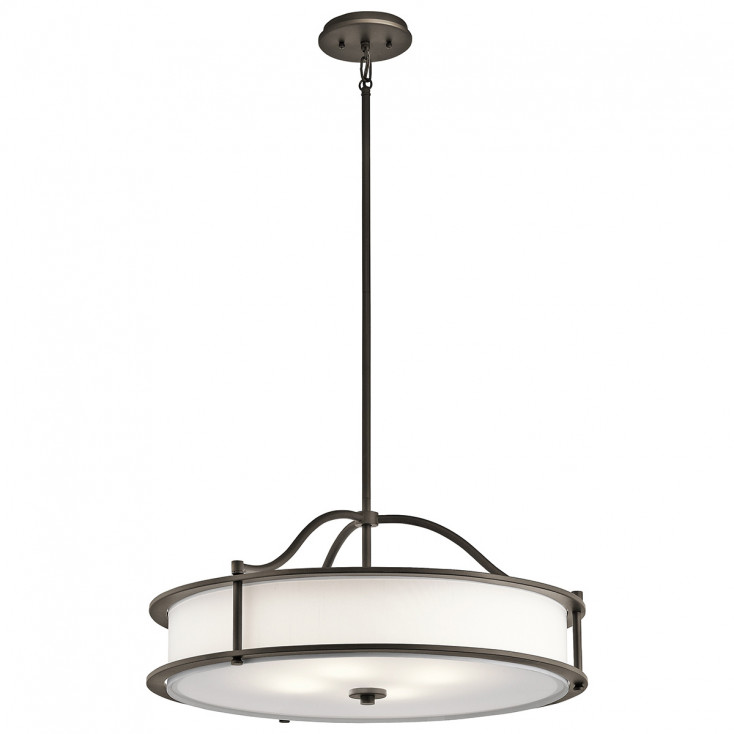 Lampadario in acciaio con diffusore in vetro a 4 luci dal design moderno