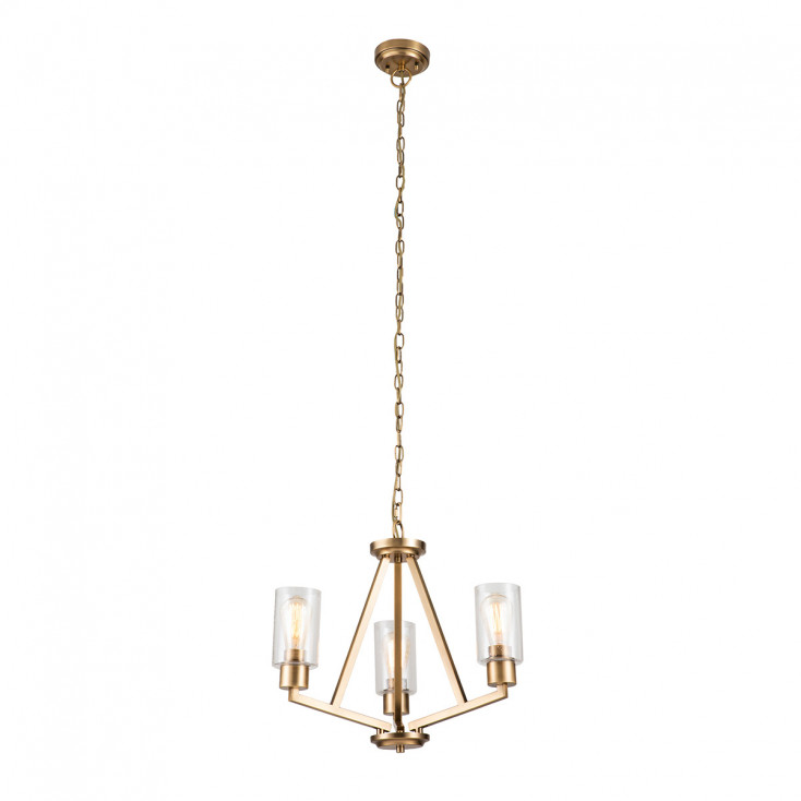Lampadario in acciaio con triplo diffusore in vetro dal design minimal