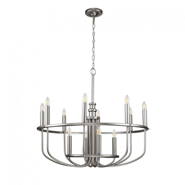 Lampadario in acciaio dal design moderno con 12 lampadine