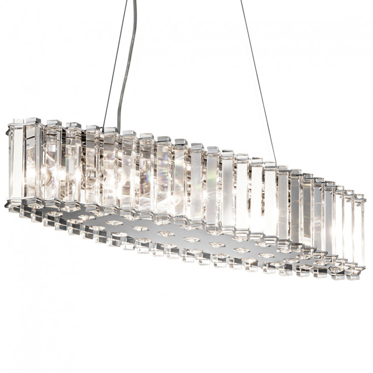 Lampadario lineare in cristallo a 8 luci a LED dal design moderno