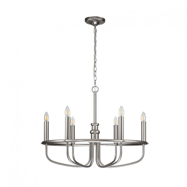Lampadario medio in acciaio dal design moderno con 6 lampadine