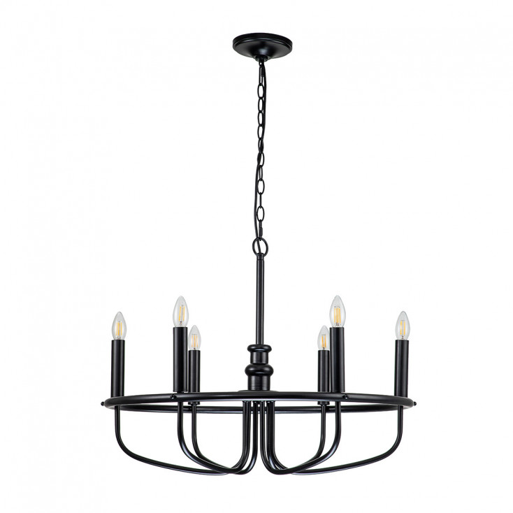 Lampadario medio in acciaio dal design moderno con 6 lampadine