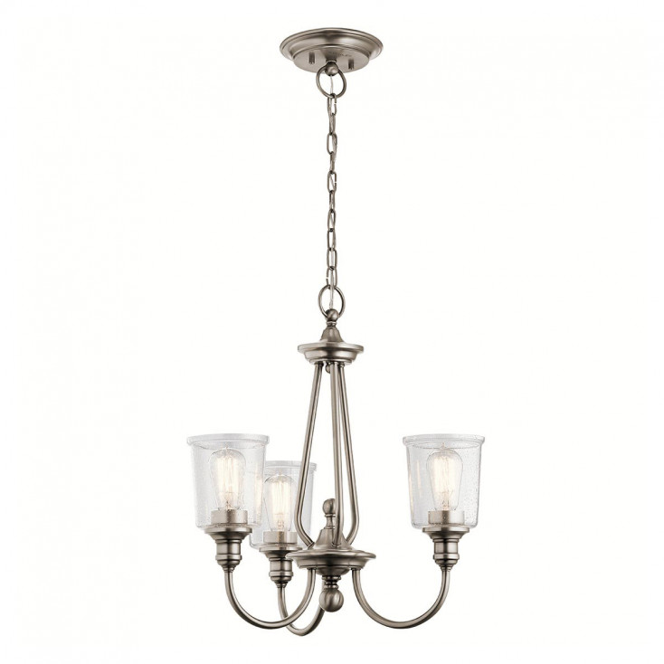 Lampadario moderno medio in acciaio con 3 diffusori in vetro