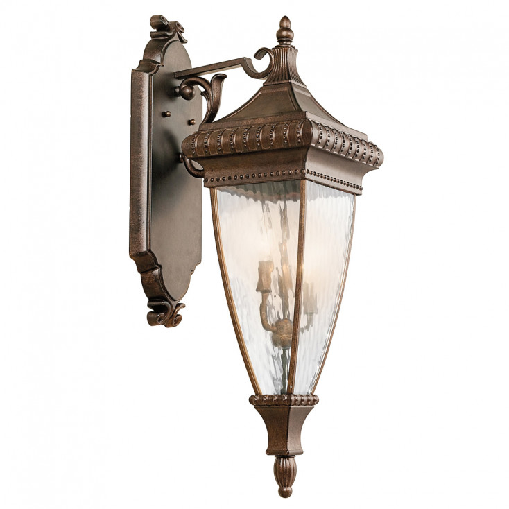 Lanterna da parete da esterno grande con 2 luci in metallo e diffusore in vetro