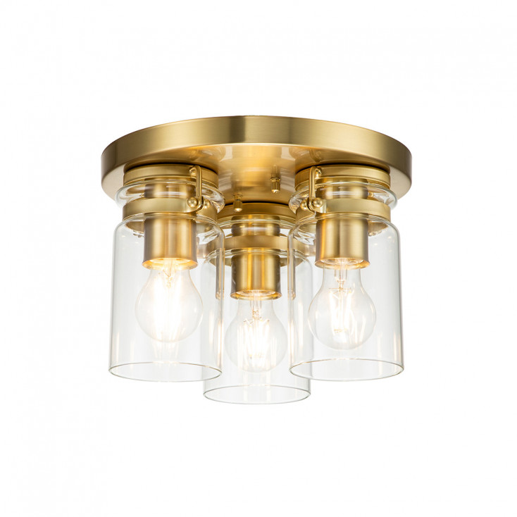 Plafoniera da soffitto in acciaio dal design industrial con 6 diffusori in vetro