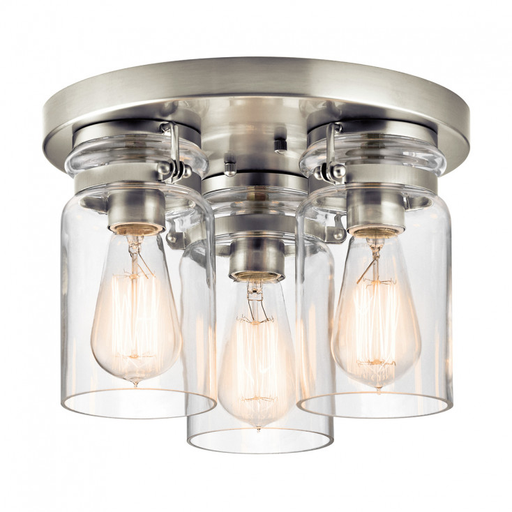 Plafoniera da soffitto in acciaio dal design industrial con 6 diffusori in vetro
