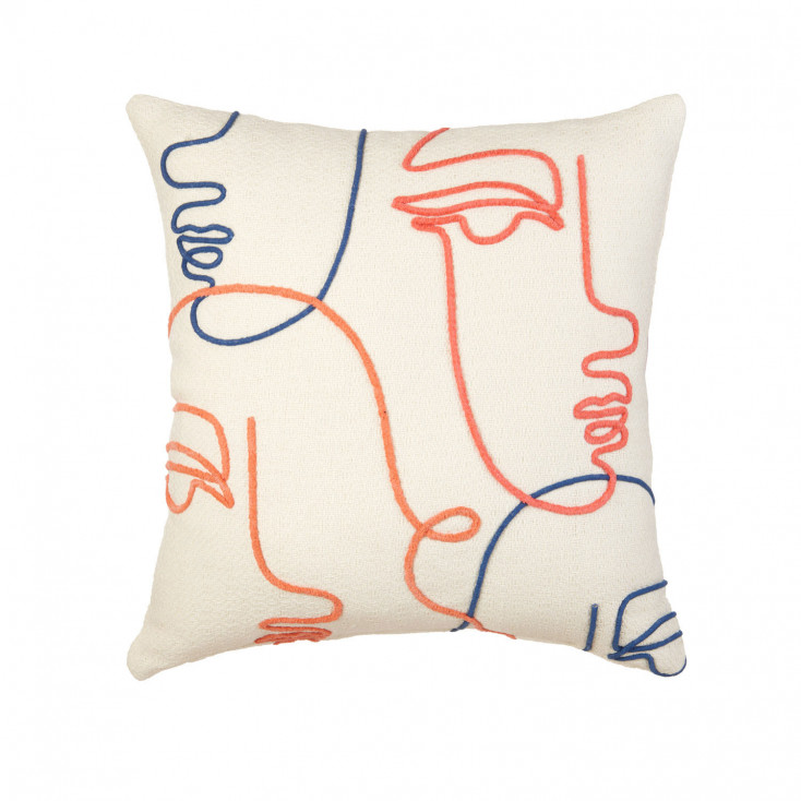 Cuscino quadrato in cotone con ricami 45x45