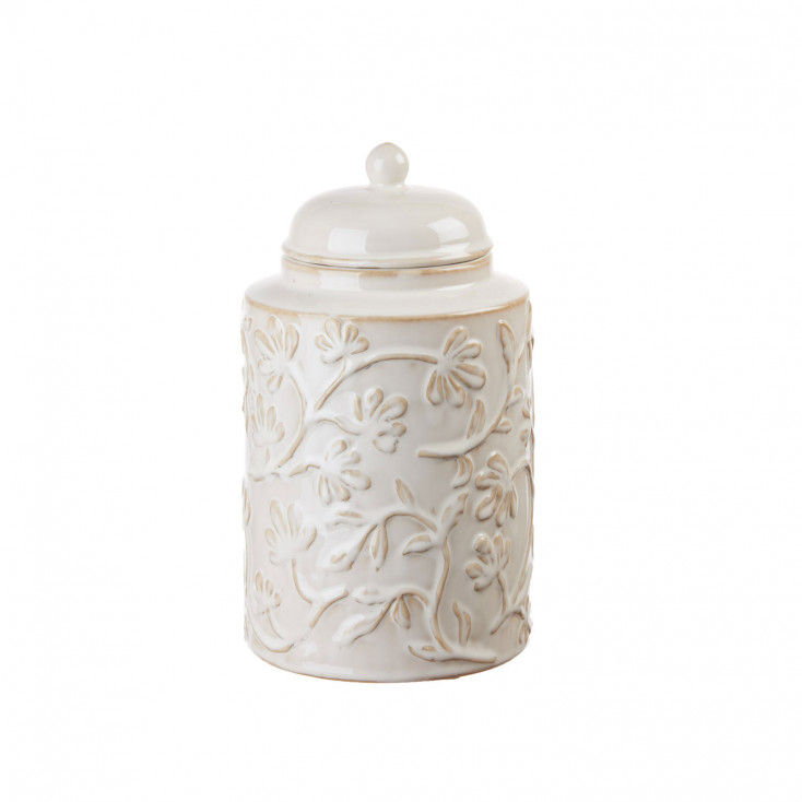 Giara grande con coperchio in ceramica decorata a mano