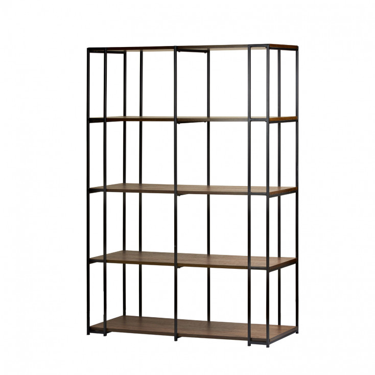 Libreria industriale in metallo e legno con 5 ripiani - scaffale moderno
