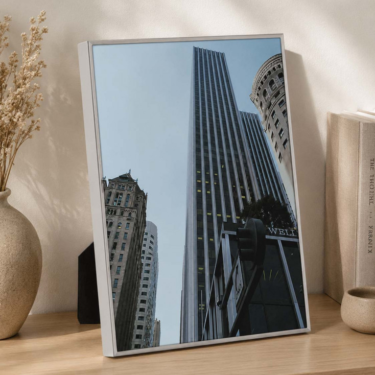 Portafoto da tavolo rettangolare grande in acciaio dal design moderno