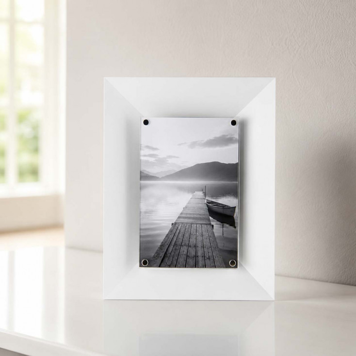 Portafoto rettangolare piccolo in acciaio verniciato dal design moderno