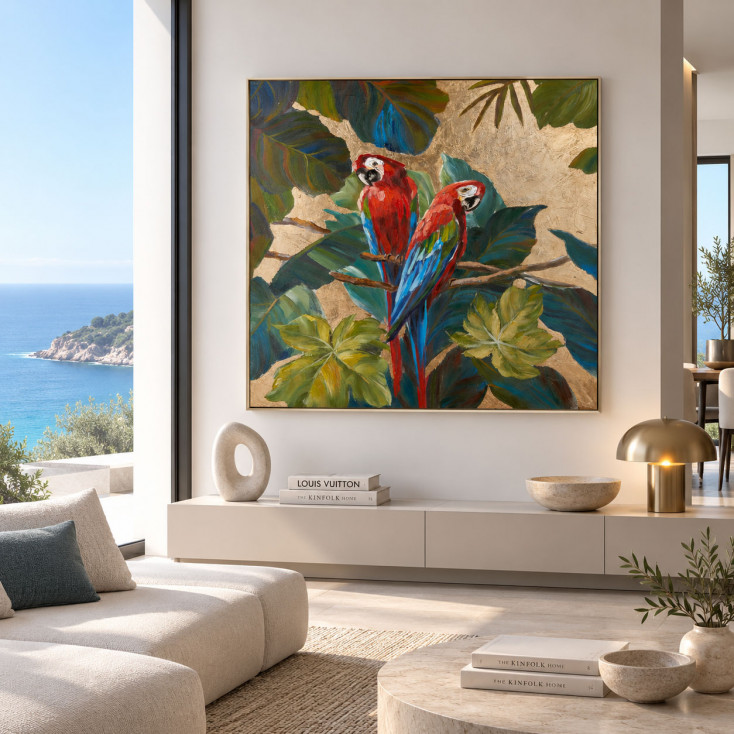Quadro moderno figurativo acrilico su tela con applicazione foglia oro 100x100