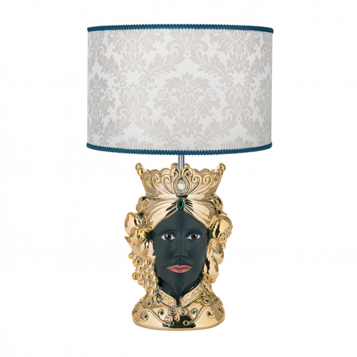 Lampada da tavolo in stile moderno con testa di moro maschile
