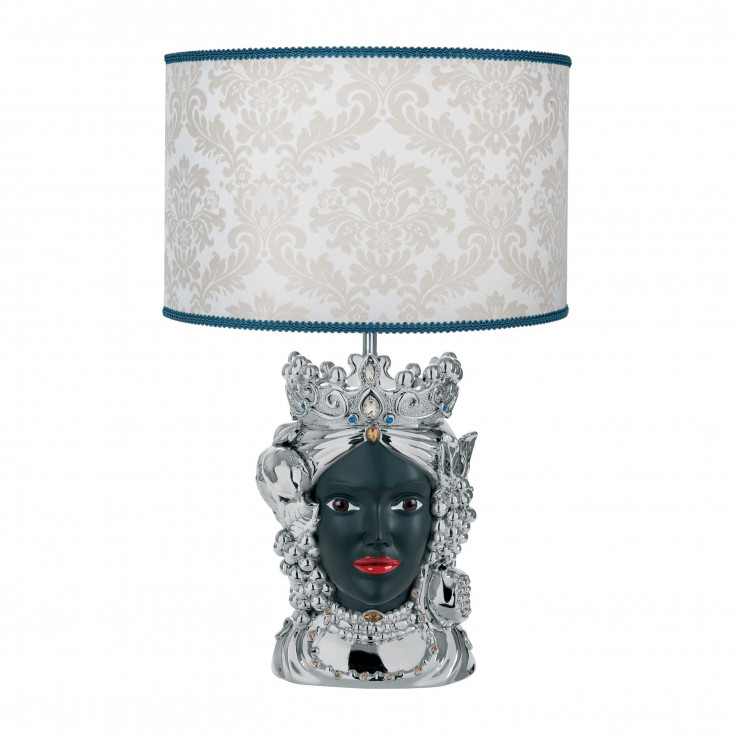 Lampada da tavolo in stile moderno con testa di moro femminile