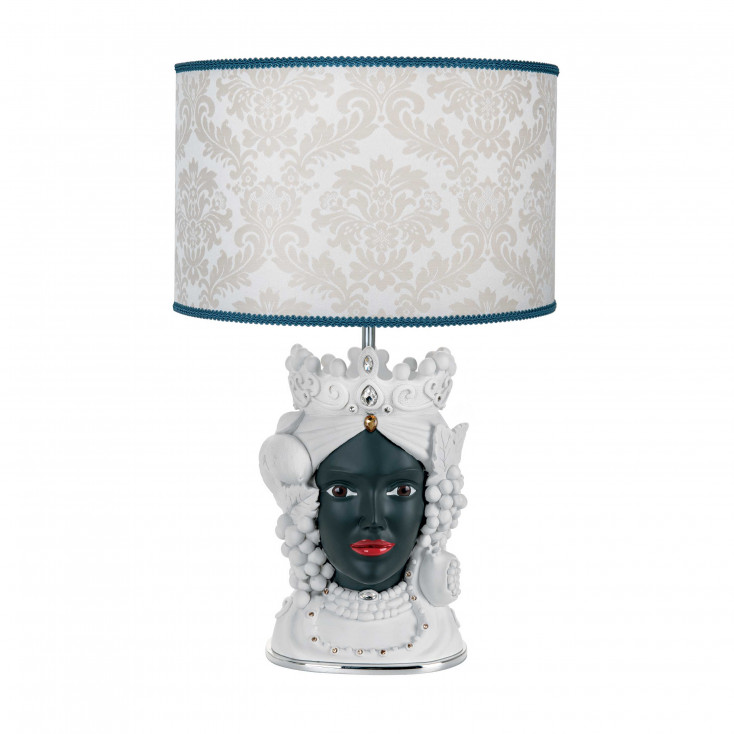 Lampada da tavolo in stile moderno con testa di moro femminile