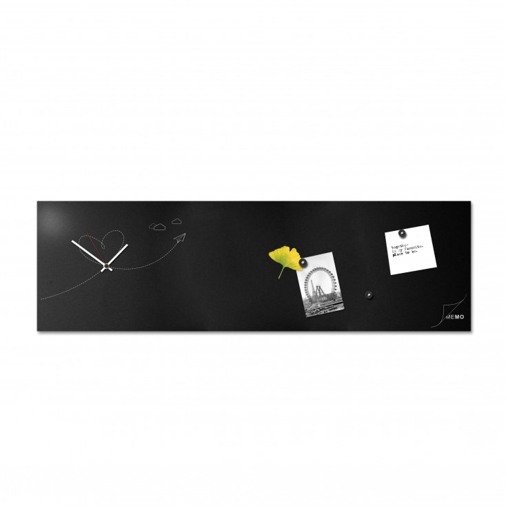 Orologio da parete orizzontale con lavagna magnetica e accessori "PAPER PLANE"