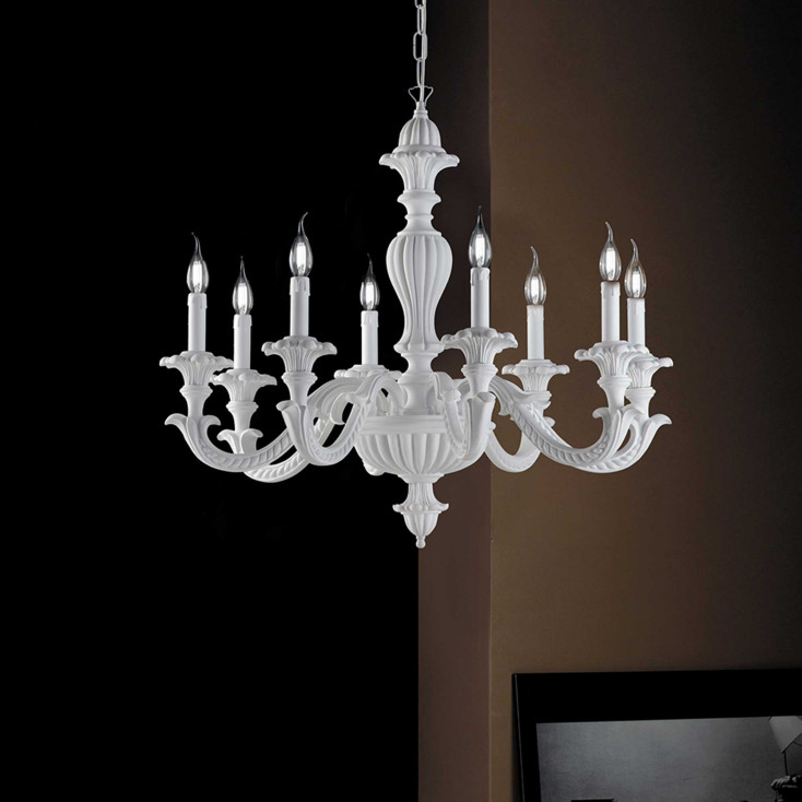 Lampadario moderno in legno in stile classico 8 luci