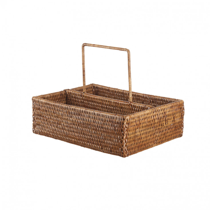 Cestino con manico in rattan