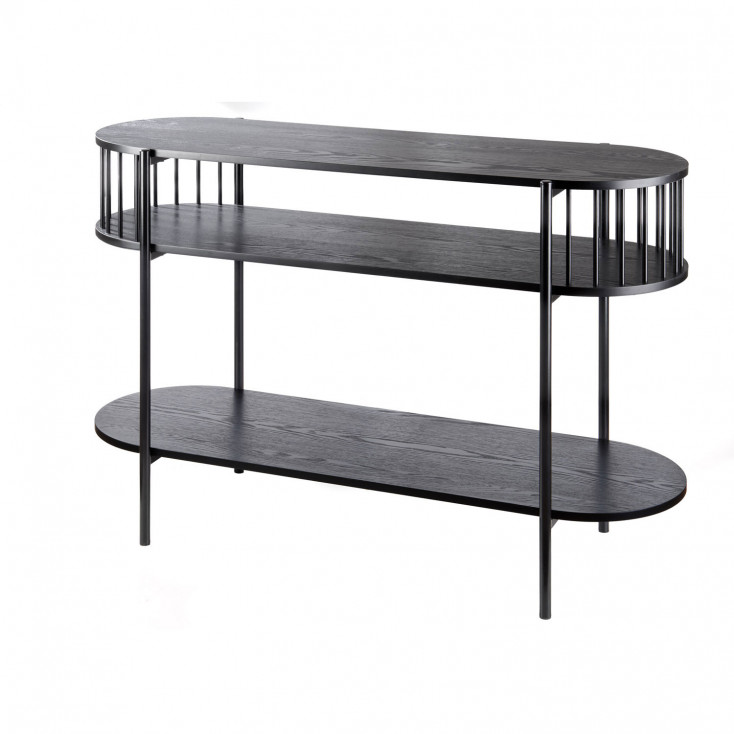 Consolle moderna in metallo nero e legno scuro 3 ripiani