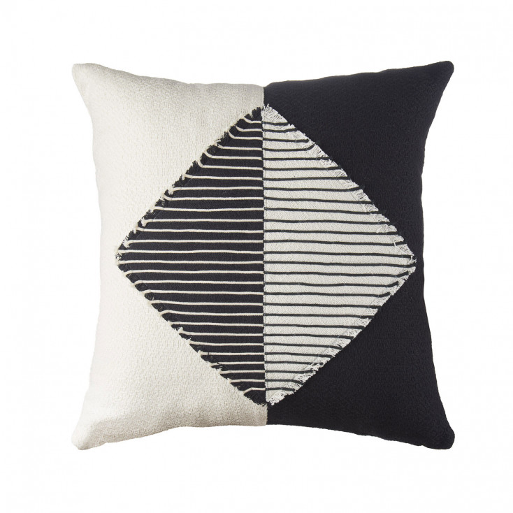 Cuscino quadrato in cotone con ricami a tema astratto 45x45