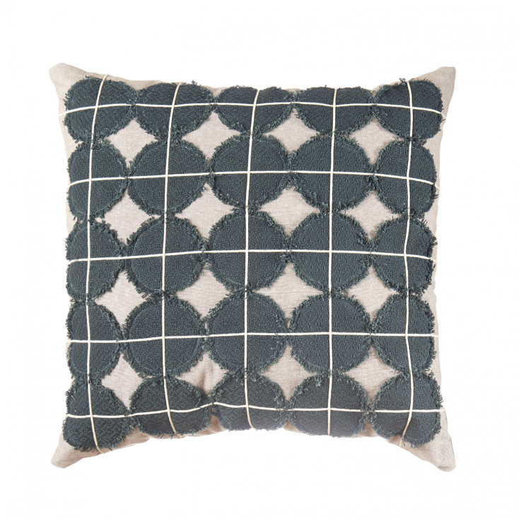 Cuscino quadrato in cotone con ricami a tema astratto 45x45