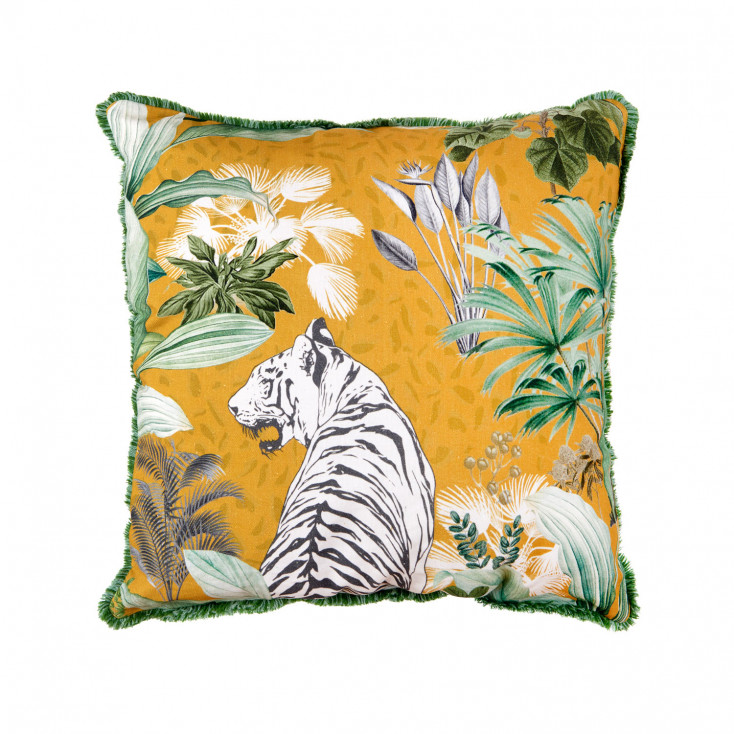 Cuscino quadrato in cotone stampato con motivi etnici 45x45
