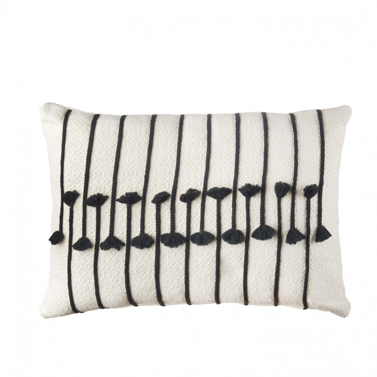 Cuscino rettangolare in cotone con ricami a tema astratto 30x45