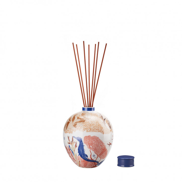 Diffusore a bastoncini in ceramica decorata con design marino elegante