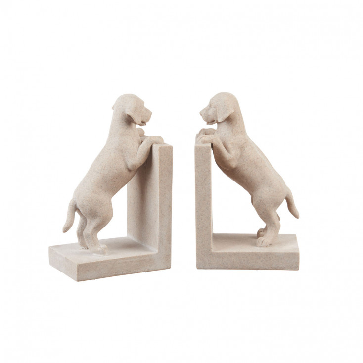Fermalibri con scultura di cagnolini in resina