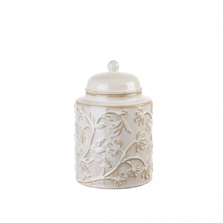 Giara piccola con coperchio in ceramica decorata a mano