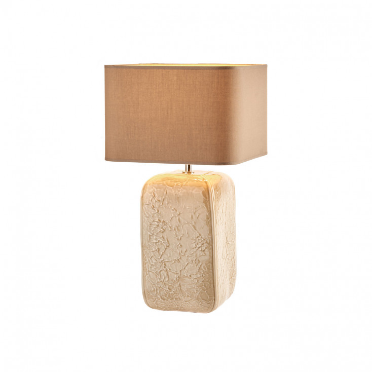Lampada da tavolo moderna base in ceramica e diffusore in tessuto