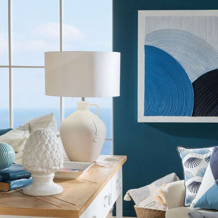 Lampada da tavolo moderna con base in ceramica e diffusore in tessuto