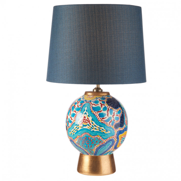 Lampada da tavolo moderna con base in porcellana e diffusore in tessuto