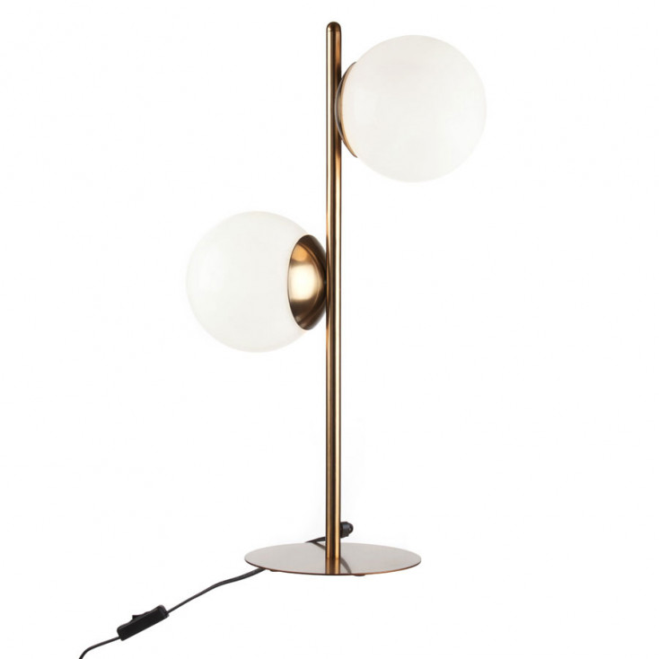 Lampada da tavolo moderna in metallo con soppio diffusore in vetro