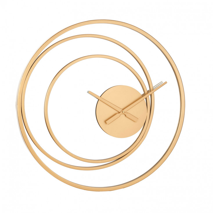 Orologio da parete rotondo in metallo dorato con design circolare moderno