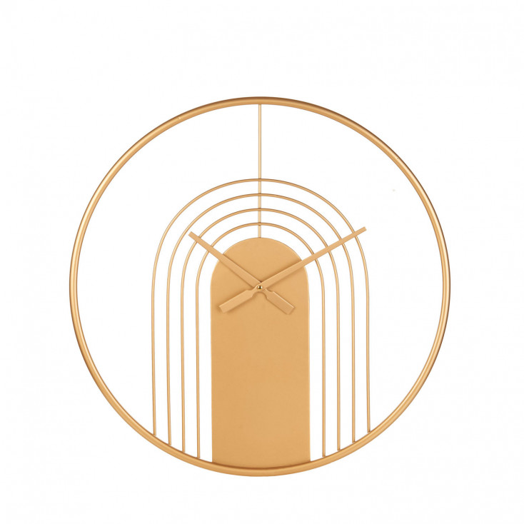 Orologio da parete moderno rotondo in metallo dorato con design geometrico