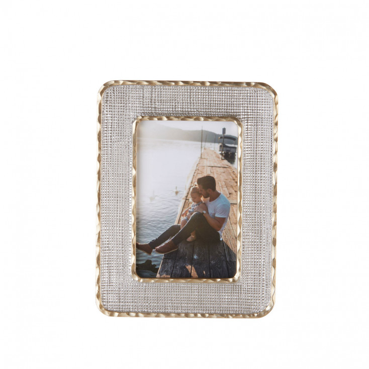 Portafoto moderno rettangolare piccolo in resina con strass