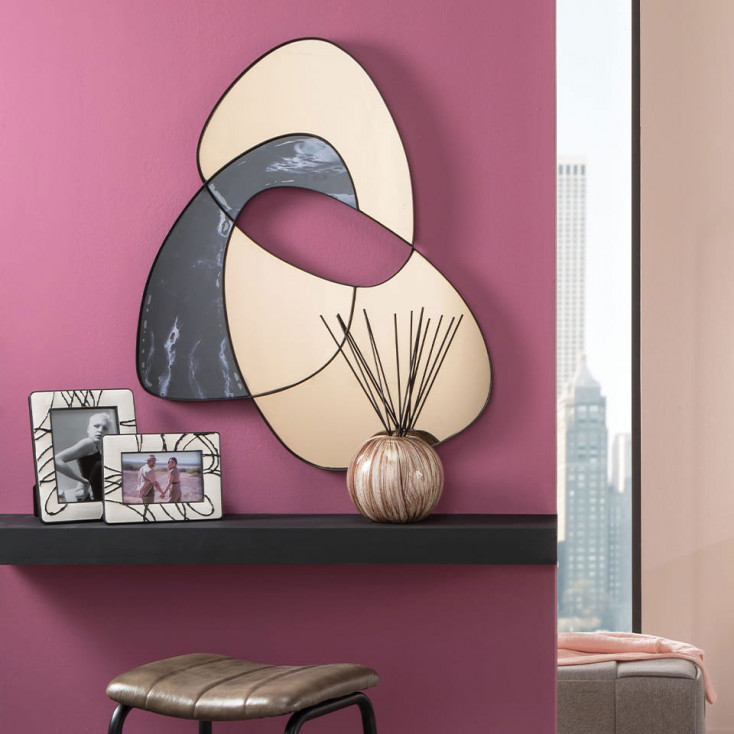 Specchio da parete decorativo moderno con finitura champagne