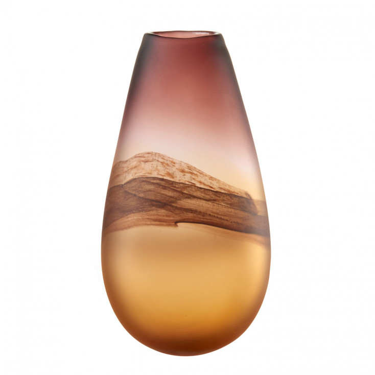 Vaso alto in vetro ambrato dal design elegante e moderno